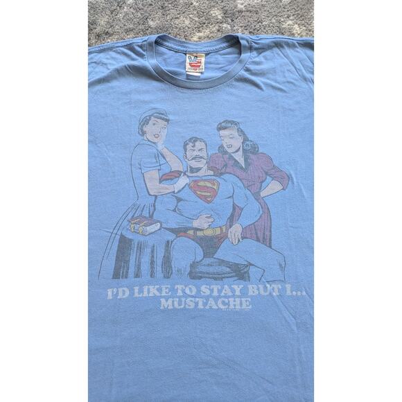 Vintage Junk Food Superman T-Shirt, Blue "Superman Mustache" - Large Made In USA - Picture 4 of 8